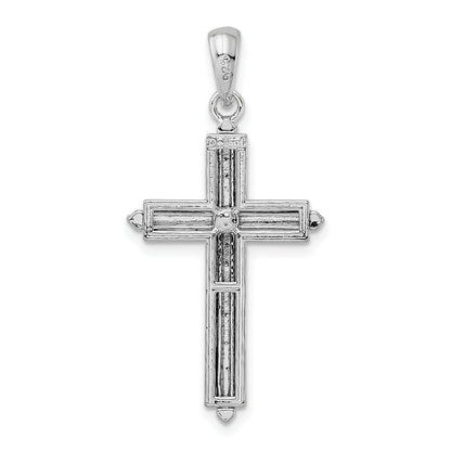 Sterling Silver De-Ani Rhodium-Plated Passion Cross With Frame Pendant