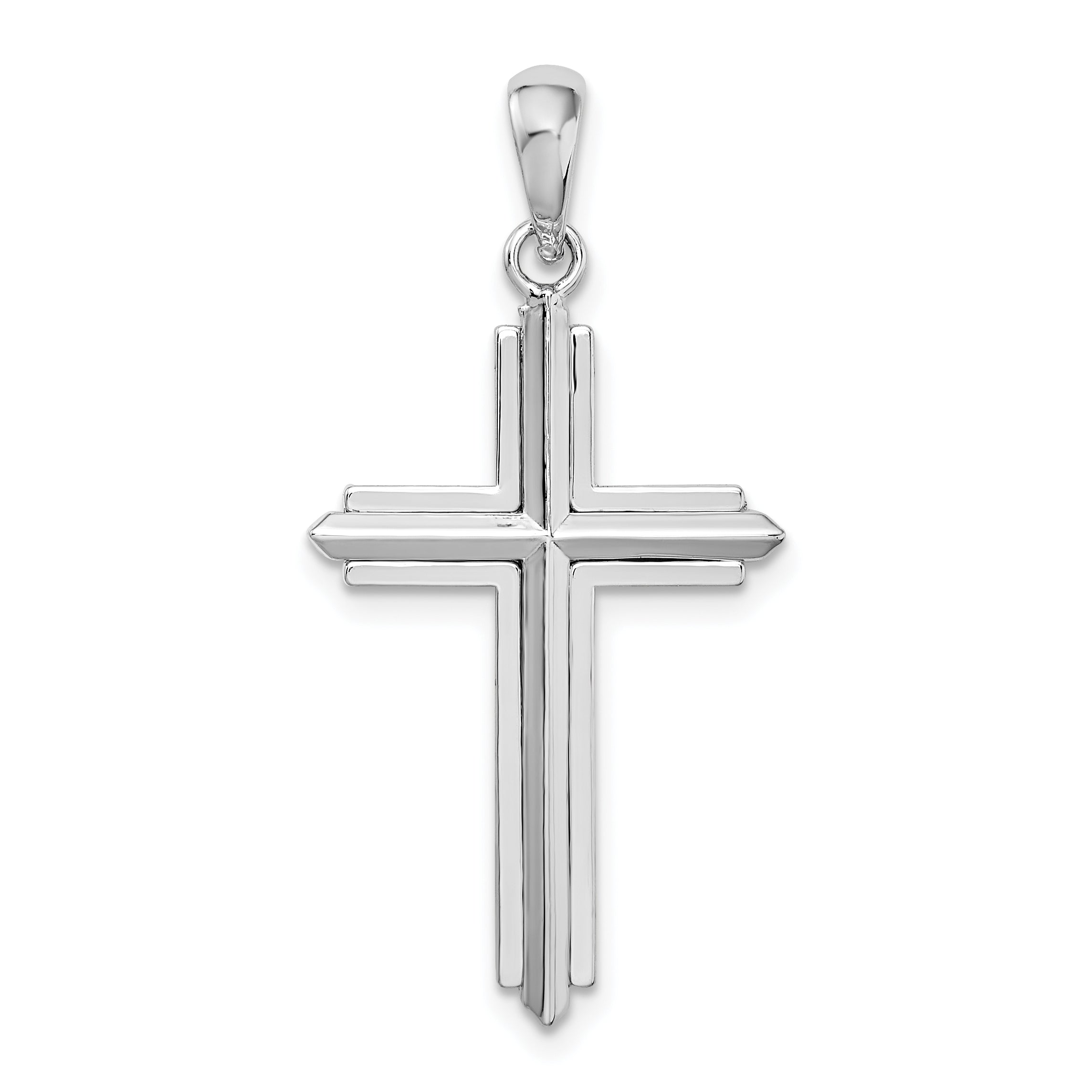 Sterling Silver De-Ani Rhodium-Plated Passion Cross With Frame Pendant