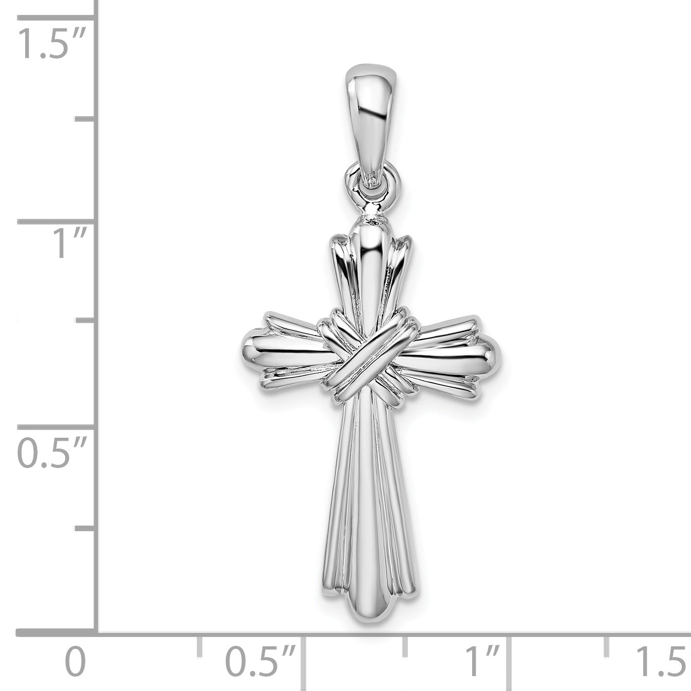 Sterling Silver De-Ani Rhodium-Plated With X-Center Budded Cross Pendant