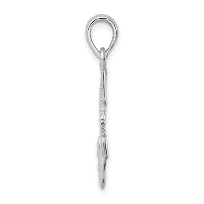 Sterling Silver De-Ani Rhodium-Plated Polished 3D Anchor And Rope Pendant