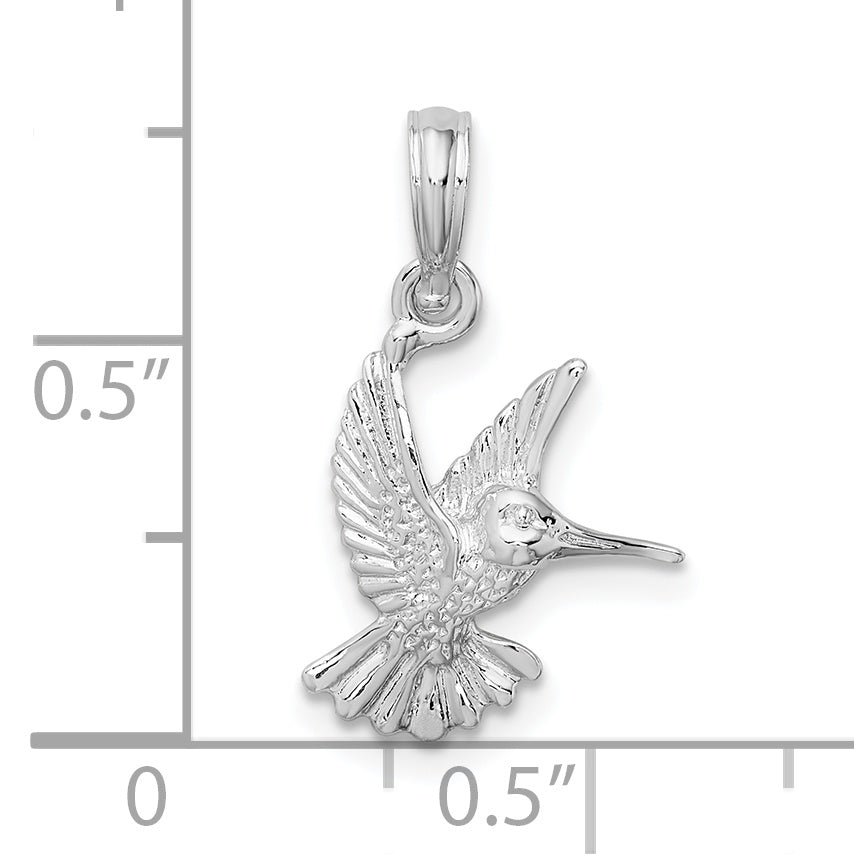 Sterling Silver De-Ani Rhodium-Plated Polished Hummingbird Pendant