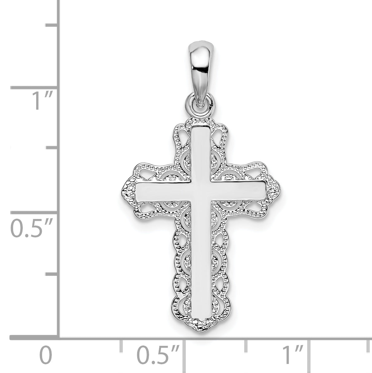 Sterling Silver De-Ani Polished Lace-Edge Cross Pendant