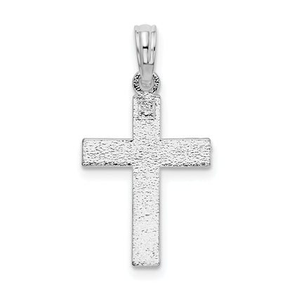 Sterling Silver De-Ani Rhodium-Plated All-Over Diamond-Cut Latin Cross Pendant