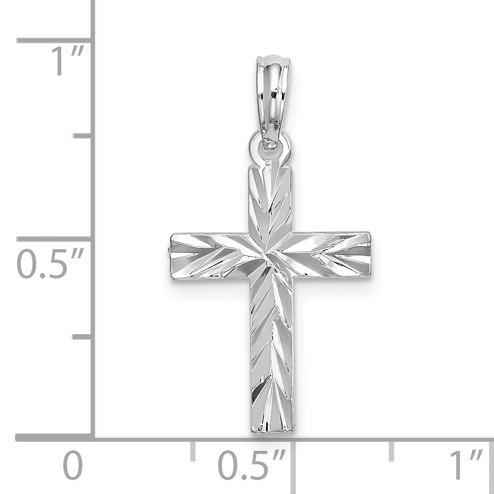 Sterling Silver De-Ani Rhodium-Plated All-Over Diamond-Cut Latin Cross Pendant