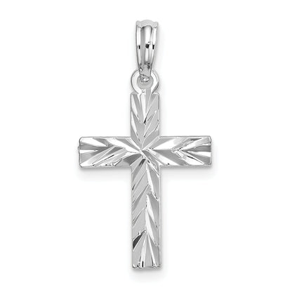 Sterling Silver De-Ani Rhodium-Plated All-Over Diamond-Cut Latin Cross Pendant