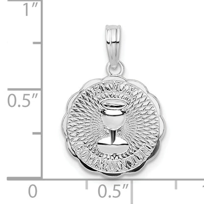 Sterling Silver De-Ani Rhodium-Plated Scalloped Holy Communion Pendant