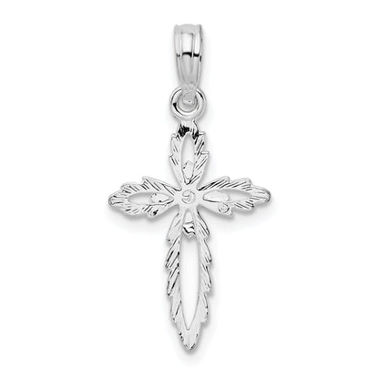 Sterling Silver De-Ani Rhodium-Plated Scalloped Edge Cut-Out Cross Pendant