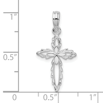 Sterling Silver De-Ani Rhodium-Plated Scalloped Edge Cut-Out Cross Pendant