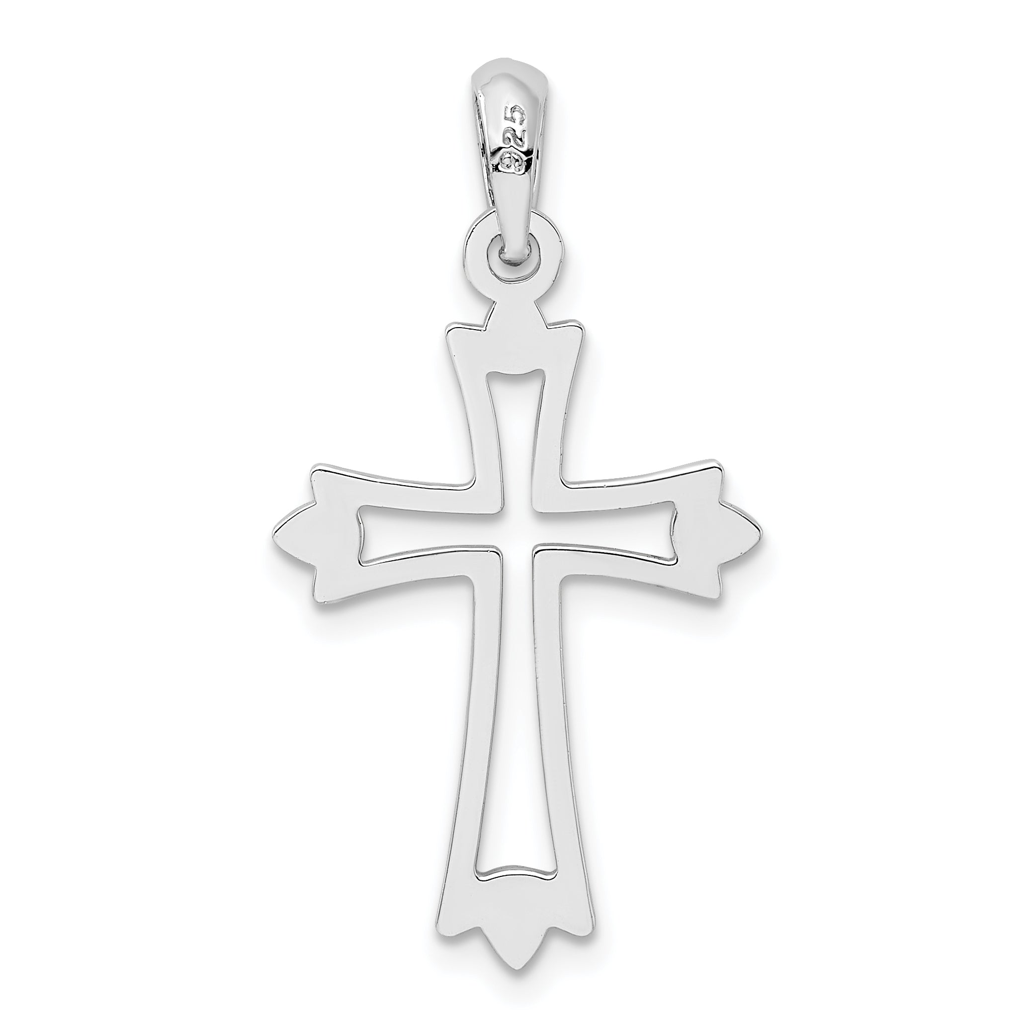 Sterling Silver De-Ani Rhodium-Plated Pointed Ends Cut-Out Cross Pendant