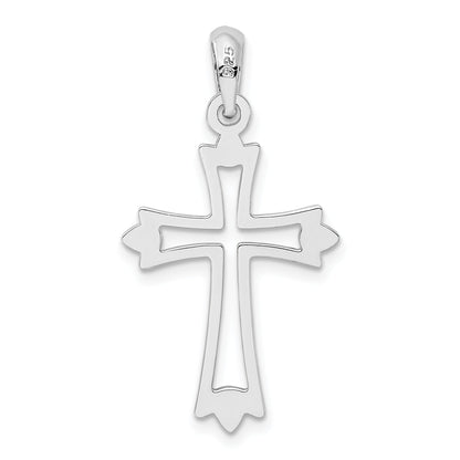Sterling Silver De-Ani Rhodium-Plated Pointed Ends Cut-Out Cross Pendant