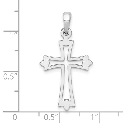 Sterling Silver De-Ani Rhodium-Plated Pointed Ends Cut-Out Cross Pendant