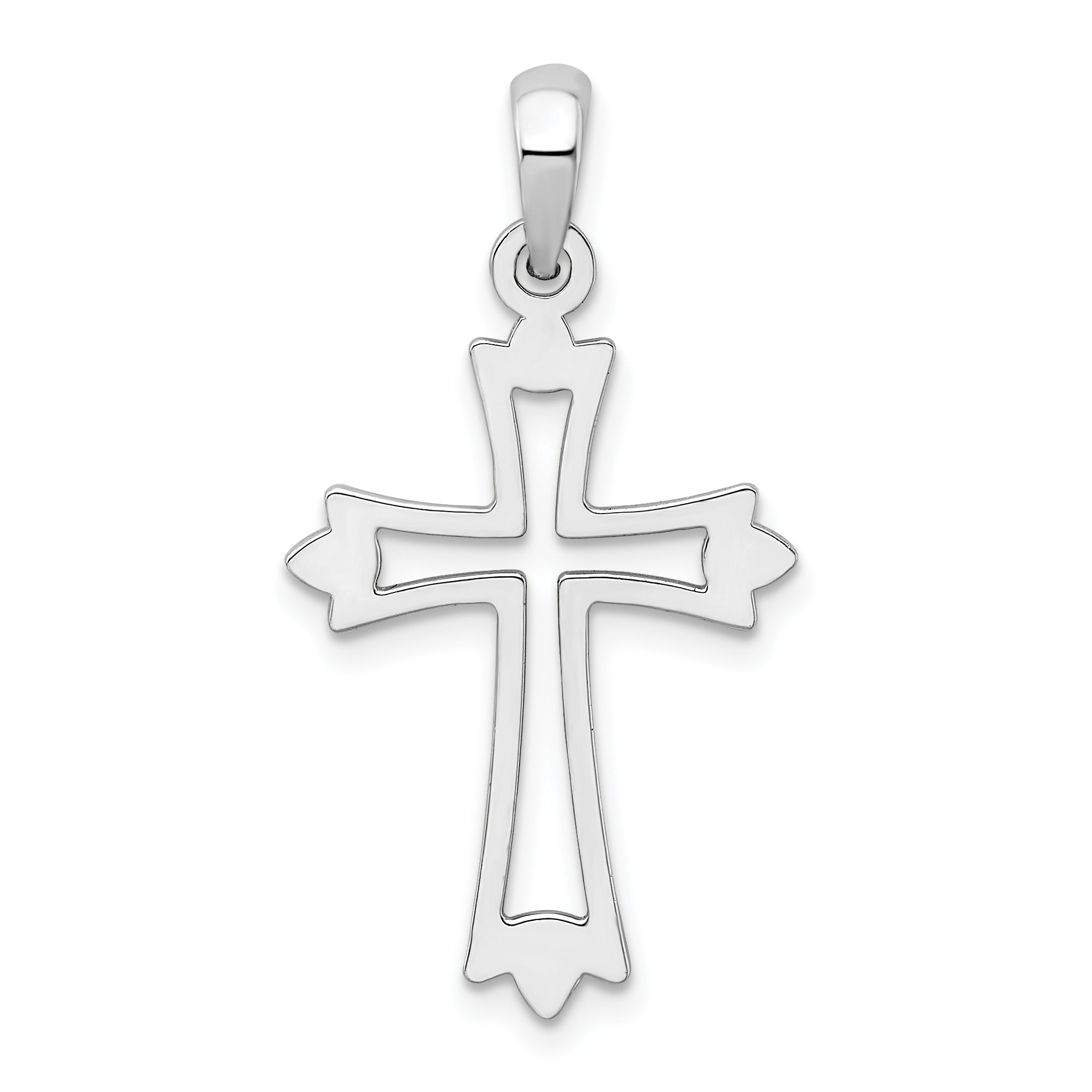 Sterling Silver De-Ani Rhodium-Plated Pointed Ends Cut-Out Cross Pendant
