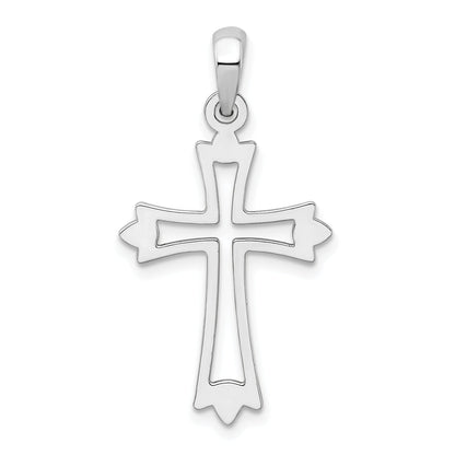 Sterling Silver De-Ani Rhodium-Plated Pointed Ends Cut-Out Cross Pendant