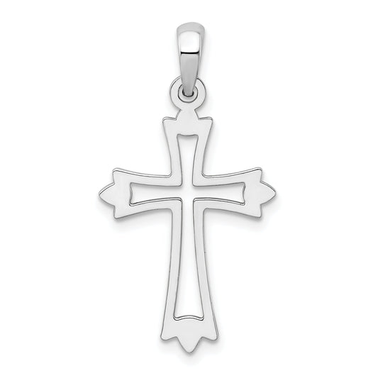 Sterling Silver De-Ani Rhodium-Plated Pointed Ends Cut-Out Cross Pendant