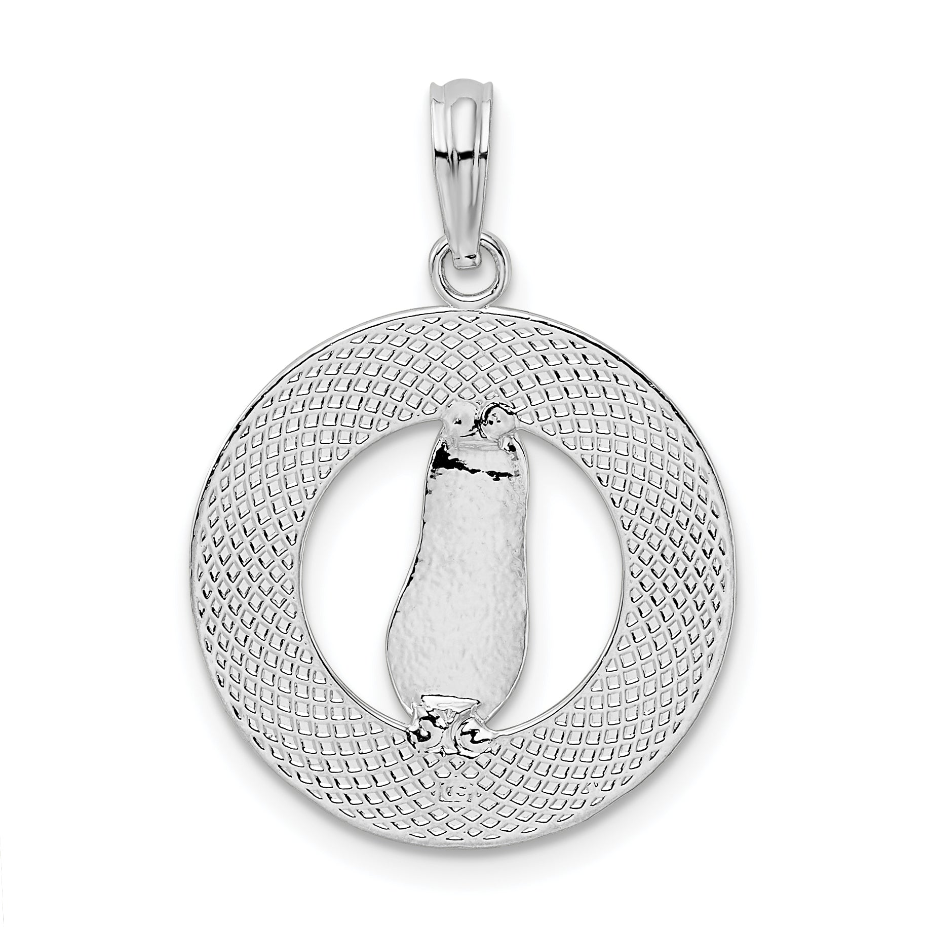 Sterling Silver De-Ani Rhodium-Plated Pentwater Michigan Circle With Flip Flop Pendant