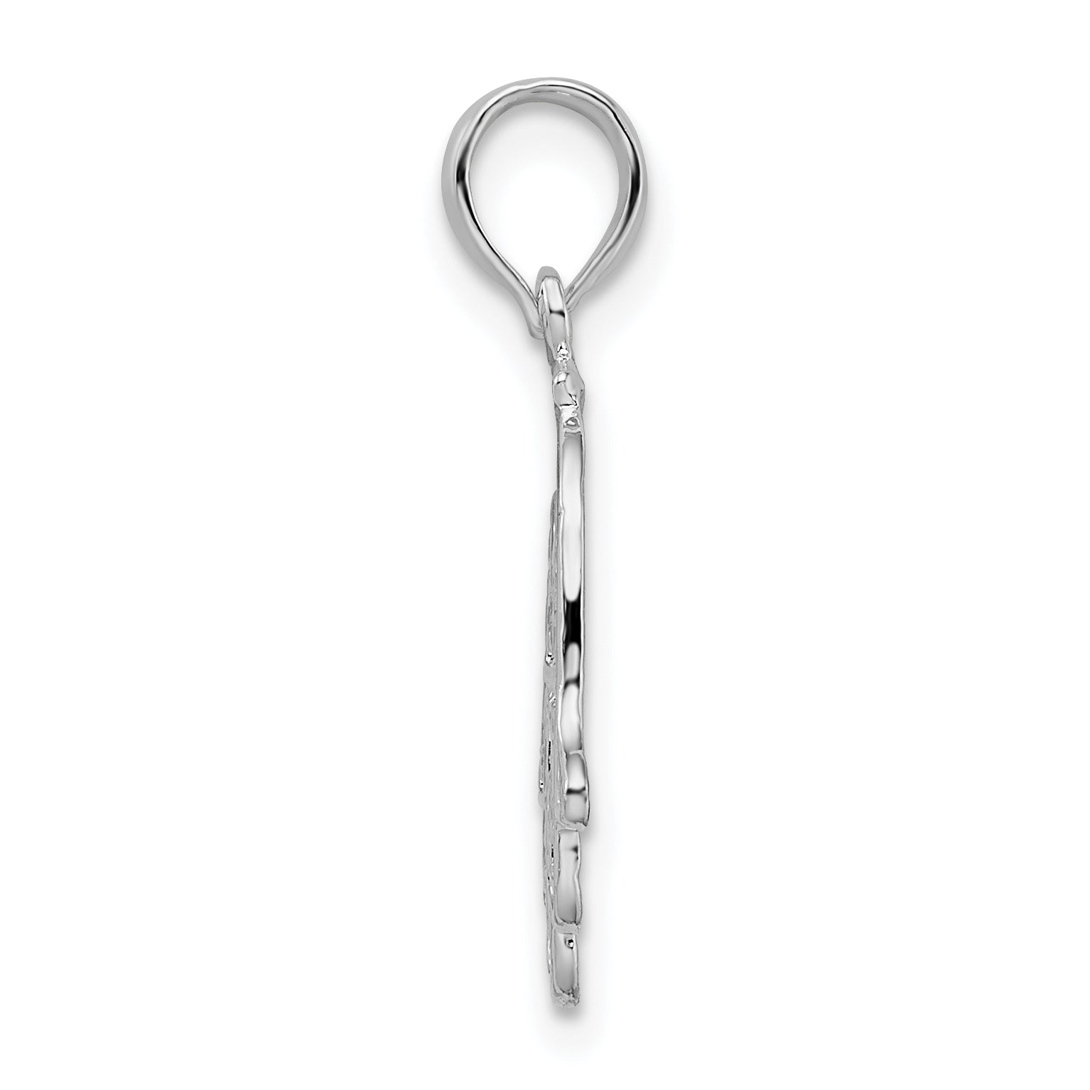 Sterling Silver De-Ani Rhodium-Plated Polished Cut-Out Hamsa Pendant