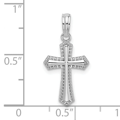 Sterling Silver De-Ani Rhodium-Plated Polished Beaded Passion Cross Pendant