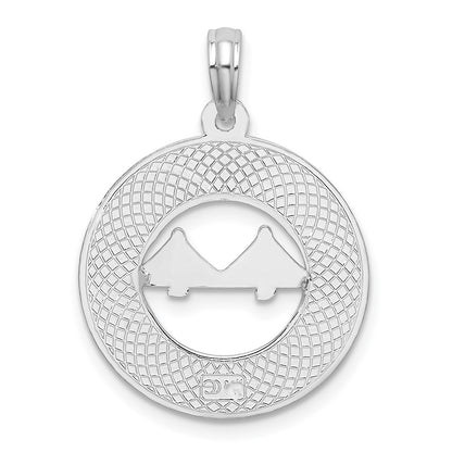 Sterling Silver De-Ani Rhodium-Plated Textured Charleston With Bridge Pendant