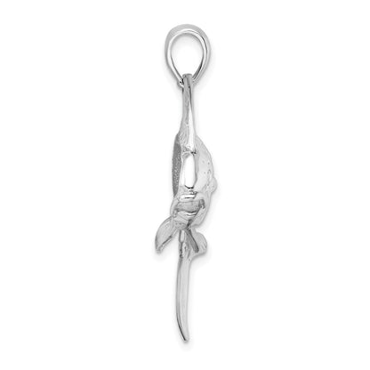 Sterling Silver De-Ani Rhodium-Plated Polished Mahi-Mahi Fish Pendant