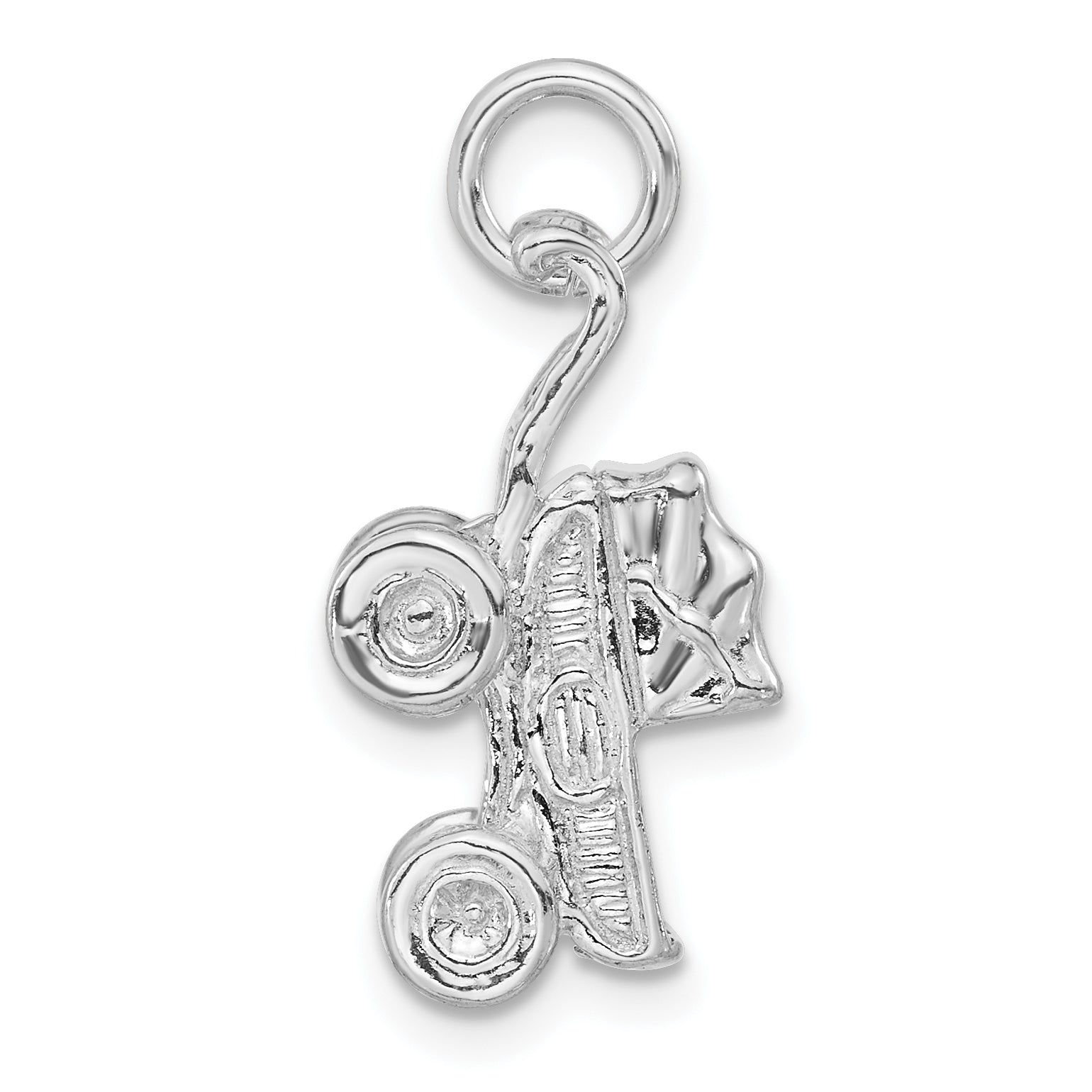 Sterling Silver 3-D Polished Baby Carriage Charm