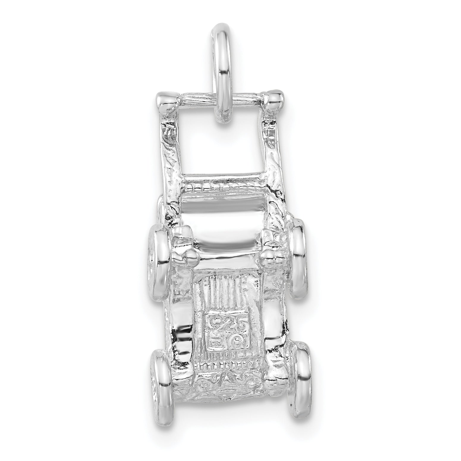Sterling Silver 3-D Polished Baby Carriage Charm