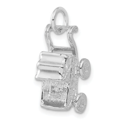 Sterling Silver 3-D Polished Baby Carriage Charm