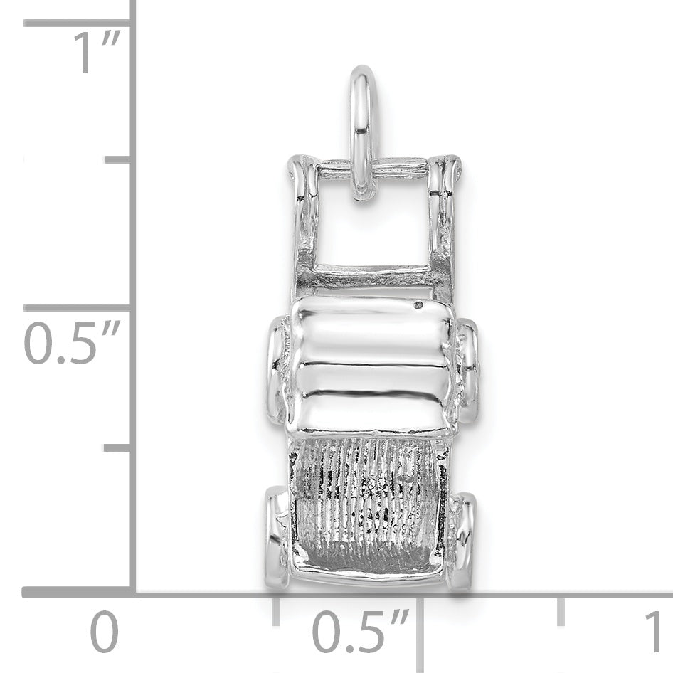 Sterling Silver 3-D Polished Baby Carriage Charm