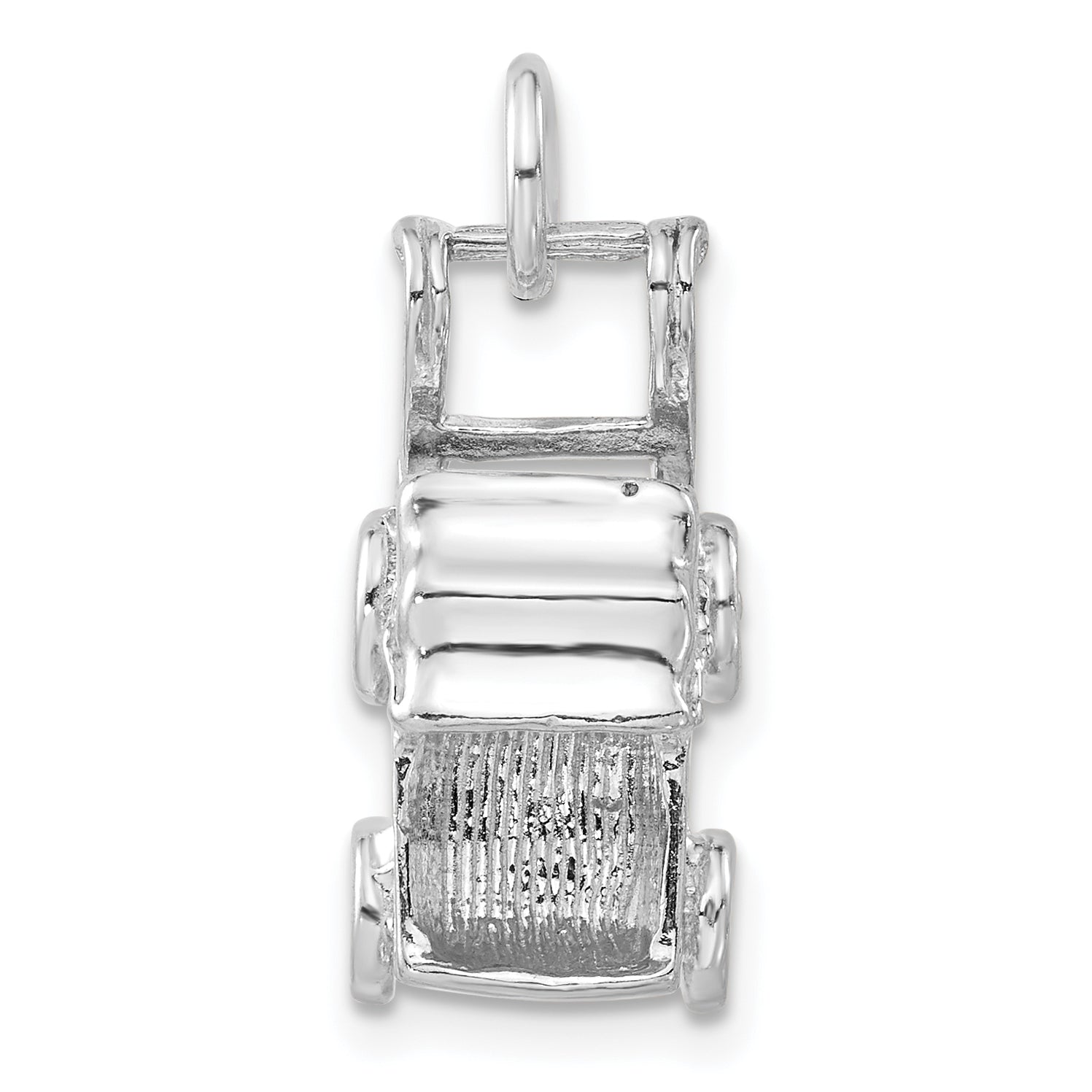 Sterling Silver 3-D Polished Baby Carriage Charm