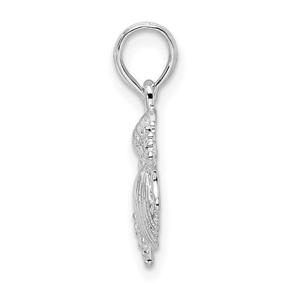 Sterling Silver De-Ani Rhodium-Plated Polished Shell Cluster Pendant