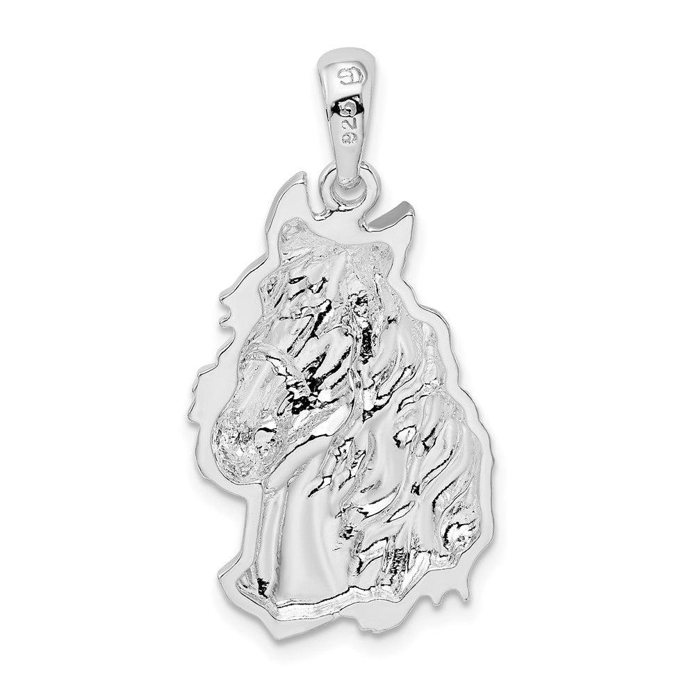 Sterling Silver De-Ani Rhodium-Plated Polished Horse Head Pendant