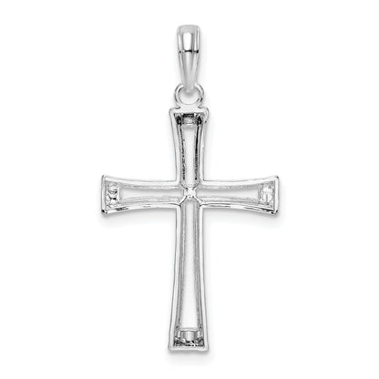 Sterling Silver De-Ani Rhodium-Plated Polished Tapered Center Cross Pendant