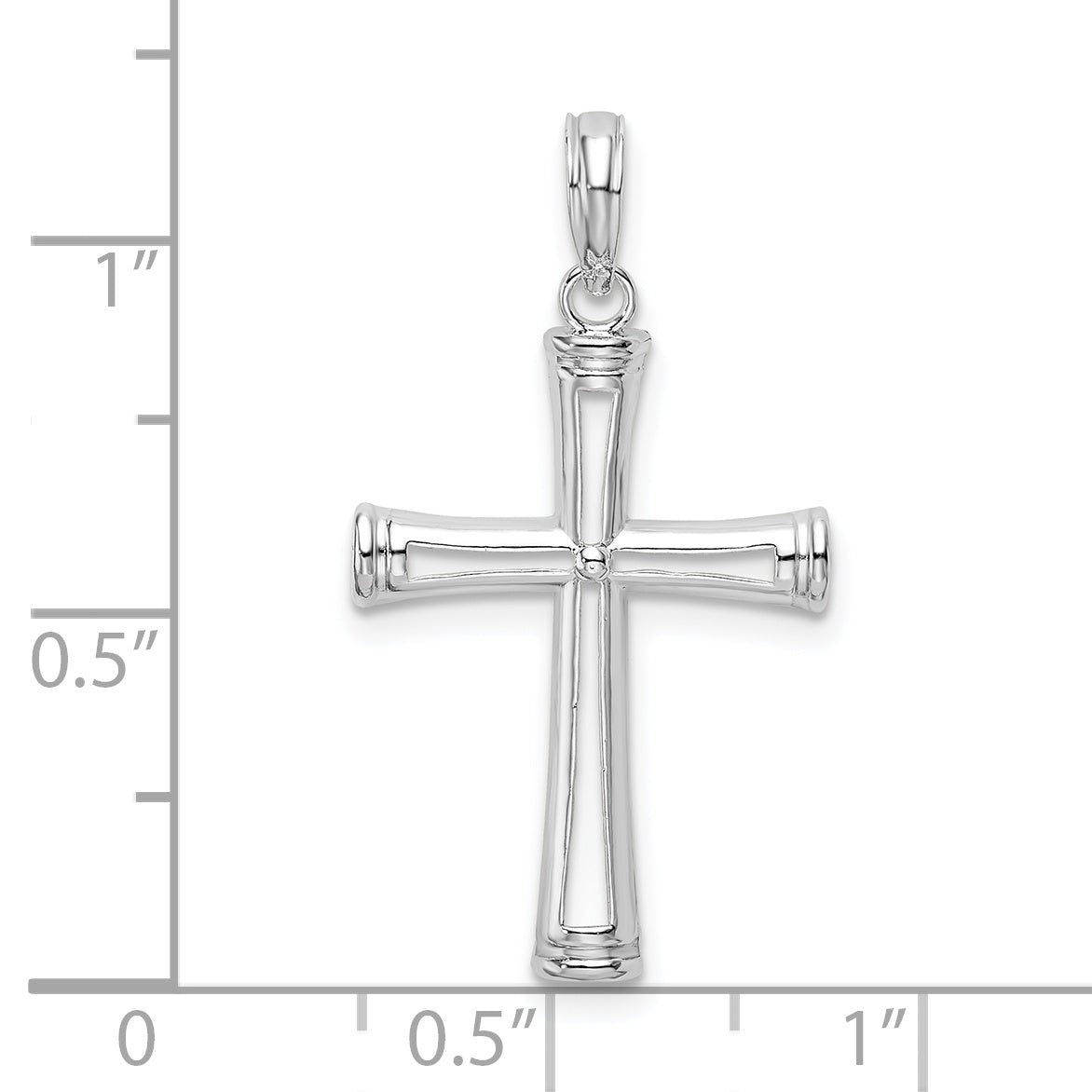 Sterling Silver De-Ani Rhodium-Plated Polished Tapered Center Cross Pendant