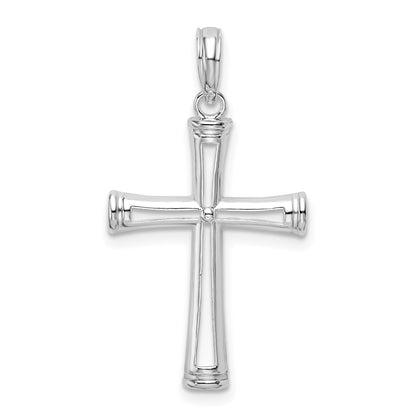 Sterling Silver De-Ani Rhodium-Plated Polished Tapered Center Cross Pendant