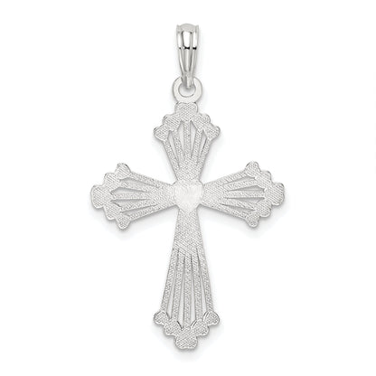 Sterling Silver De-Ani Rhodium-Plated Polished Heart Cross Pendant