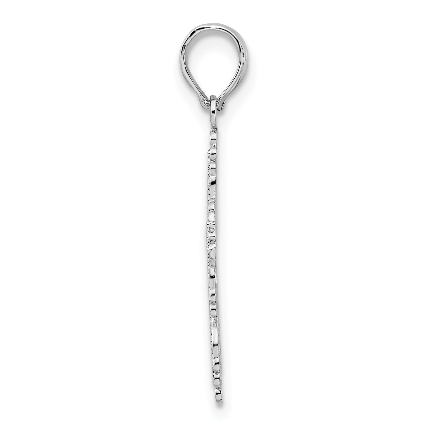 Sterling Silver De-Ani Rhodium-Plated Polished Lace Border Latin Cross Pendant