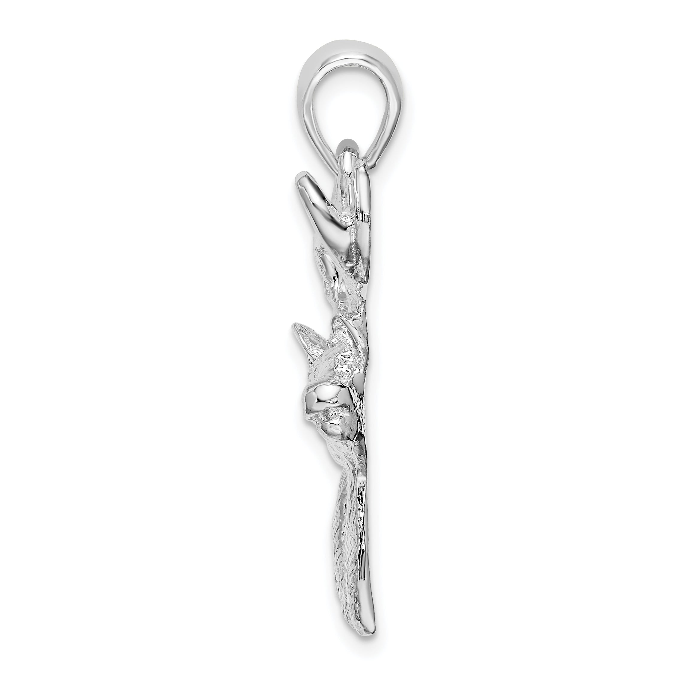 Sterling Silver De-Ani Rhodium-Plated 6-Point Buck Deer Head Profile Pendant