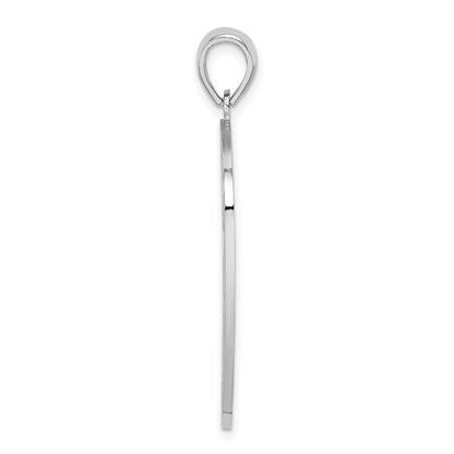 Sterling Silver De-Ani Rhodium-Plated Textured Cross Shield Joshua 1:9 Reverse Pendant