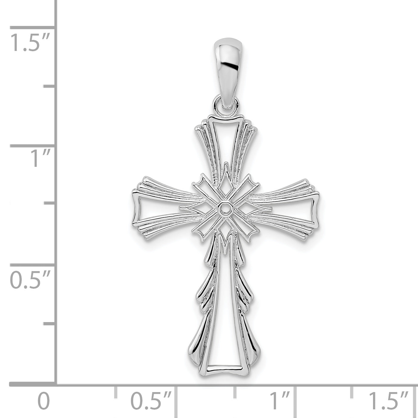 Sterling Silver De-Ani Rhodium-Plated Polished X-Center Cut-Out Cross Pendant