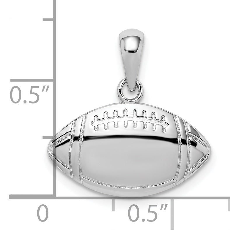 Sterling Silver De-Ani Rhodium-Plated Polished Football Pendant