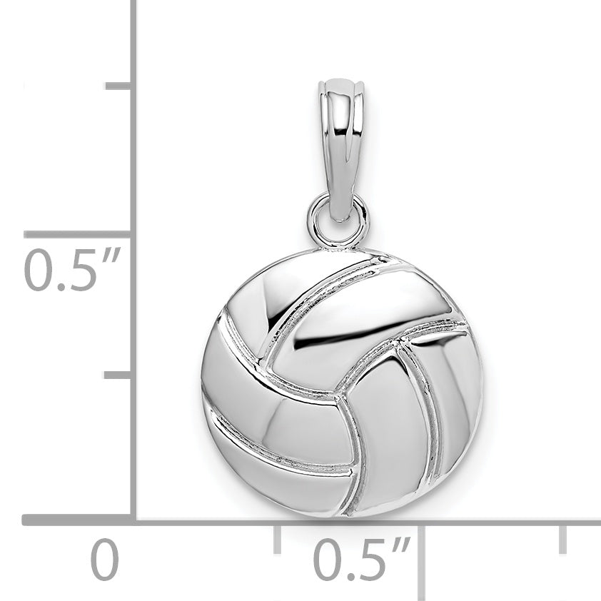Sterling Silver De-Ani Rhodium-Plated Polished Volleyball Pendant