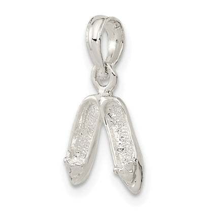 Sterling Silver De-Ani Rhodium-Plated Polished Ballet Slippers Pendant