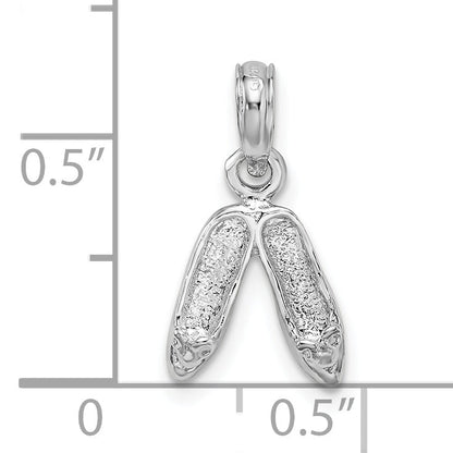 Sterling Silver De-Ani Rhodium-Plated Polished Ballet Slippers Pendant