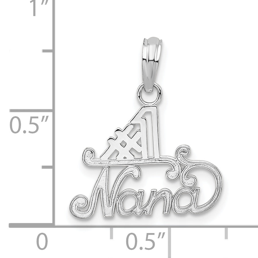 Sterling Silver De-Ani Rhodium-Plated Polished #1 Nana Pendant