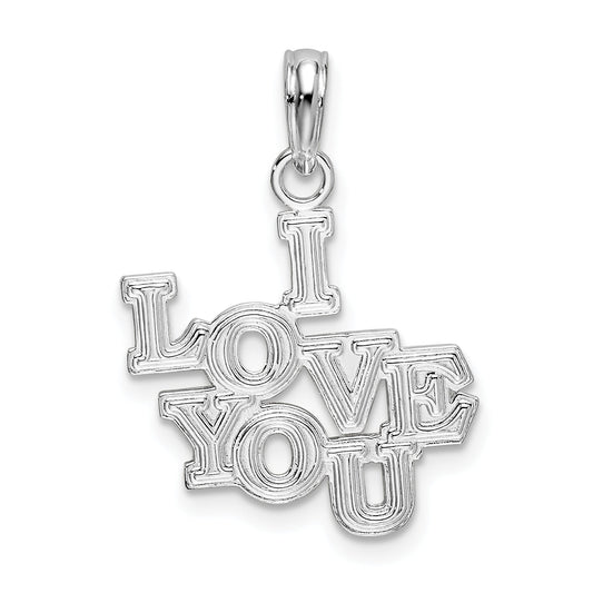 Sterling Silver De-Ani Rhodium-Plated Polished I Love You Pendant