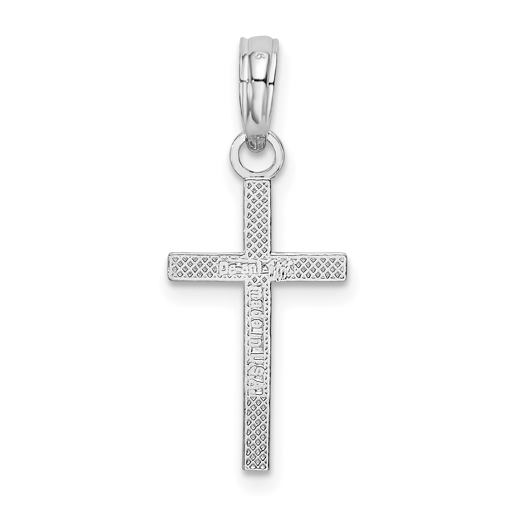 Sterling Silver De-Ani Rhodium-Plated Polished Flat Latin Cross Pendant