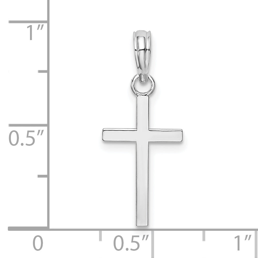 Sterling Silver De-Ani Rhodium-Plated Polished Flat Latin Cross Pendant