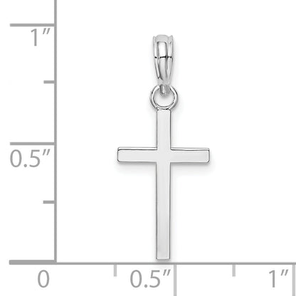 Sterling Silver De-Ani Rhodium-Plated Polished Flat Latin Cross Pendant