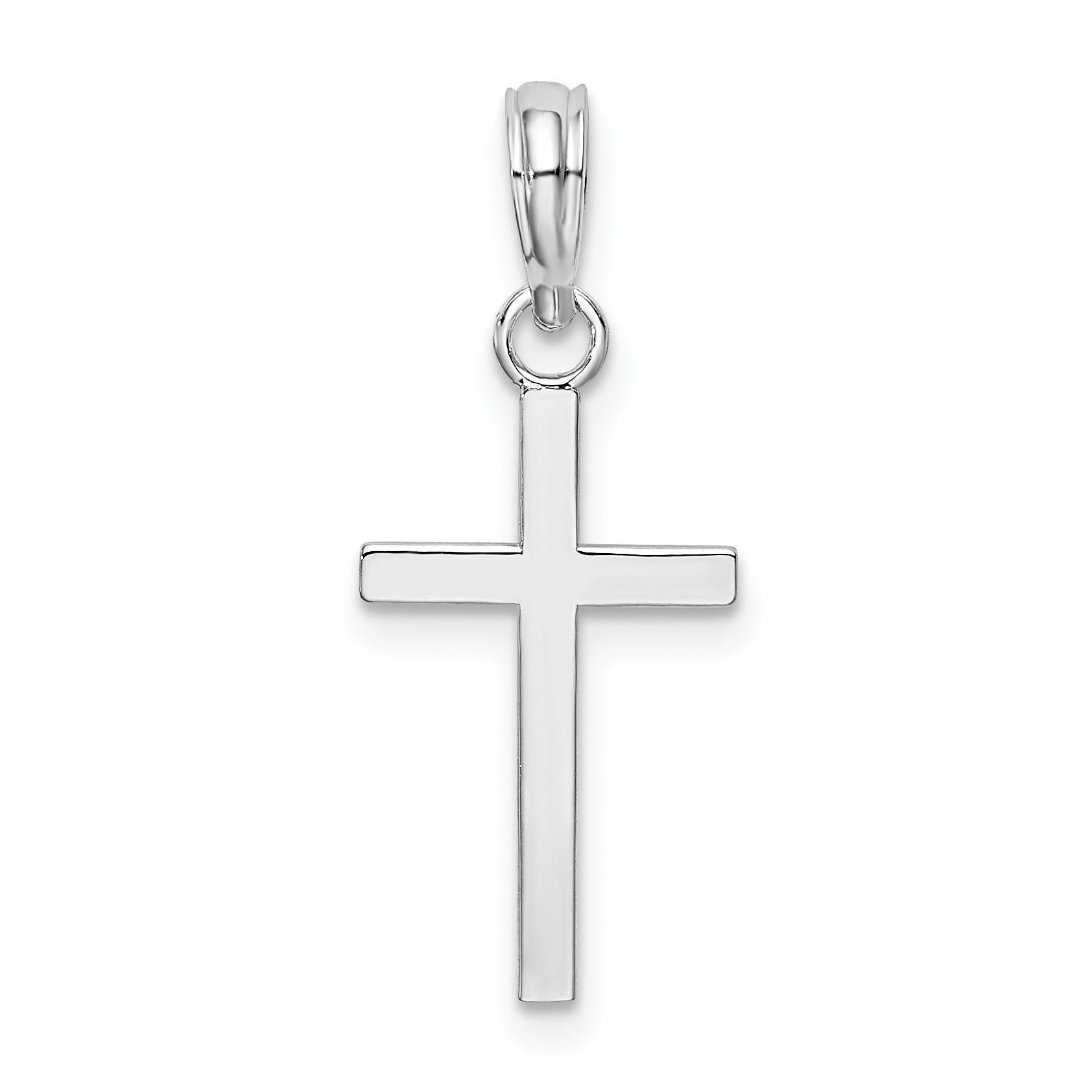 Sterling Silver De-Ani Rhodium-Plated Polished Flat Latin Cross Pendant