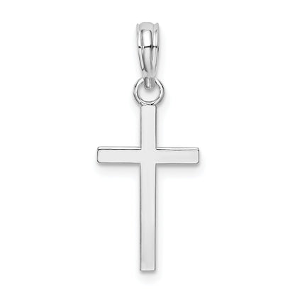 Sterling Silver De-Ani Rhodium-Plated Polished Flat Latin Cross Pendant