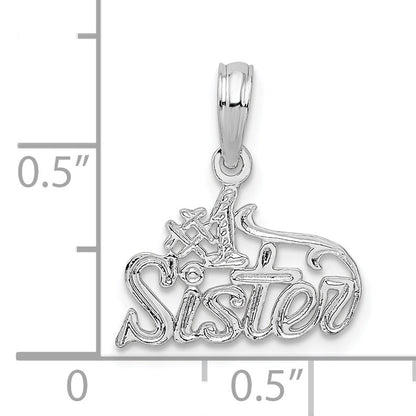 Sterling Silver De-Ani Rhodium-Plated Polished #1 Sister Pendant
